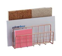 Relaxdays Organizador Correo para Escritorio 3 Compartimentos Alambre, Portadocumentos Vertical 14x17,5x8cm, Oro Rosa