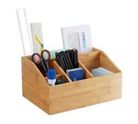 Relaxdays Organizador de bambú para escritorio marrón claro