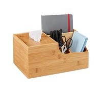 relaxdays Organizador de baño, Almacenaje de cosméticos, Caja para pañuelos, 14 x 29 x 19,5 cm, 1 Ud., Marrón