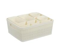 Relaxdays Organizador de Cajones, Set 10 Piezas, Cajas Organización Baño, Diferentes Tamaños, Plástico, Cestas, Blanco