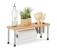 Relaxdays Organizador de cocina de bambú y acero marrón claro,negro,plata