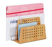 Relaxdays Soporte para documentos de bambú marrón claro