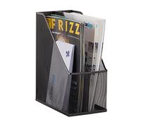 Relaxdays Organizador de Documentos con 2 Compartimentos, Metal, Negro, 31.5 x 14.3 x 25 cm
