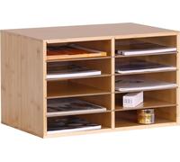 Relaxdays, organizador de documentos de bambú, formato DIN A4, 10 compartimentos, ideal para oficina o espacio de trabajo en casa, dimensiones: 31x49x31 cm, organizador de escritorio, color natural