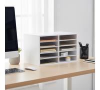 Relaxdays, organizador de documentos de bambú, formato DIN A4, 10 compartimentos, para oficina o espacio de trabajo en casa, dimensiones (alto x ancho x profundidad): 31 x 49 x 31 cm, organizador de e