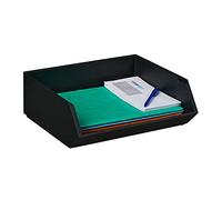 Relaxdays Organizador de Escritorio, 1 Compartimento, Caja de bambú apilable, Multifuncional, 12,5 x 35 x 31 cm, Antracita