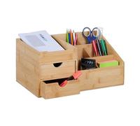 Relaxdays Organizador de escritorio con 2 cajones marrón claro