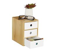 Relaxdays Organizador de escritorio 3 cajones blanco,marrón claro