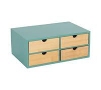 Relaxdays Organizador de escritorio 4 cajones marrón claro,turquesa