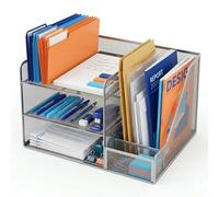 Relaxdays Organizador de Escritorio, 5 bandejas, portacarpetas Vertical, 23,5×37×30,5 cm, Metal, Plateado