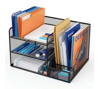 Relaxdays Organizador de Escritorio, 5 bandejas, Soporte Vertical para Carpetas, 23,5 x 37 x 30,5 cm, Acero, Negro