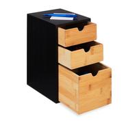 Relaxdays Organizador de escritorio con 3 cajones marrón claro,negro