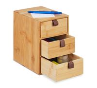 Relaxdays Organizador de escritorio con 3 cajones marrón,marrón claro