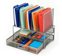 Relaxdays Organizador de escritorio con cajón plata