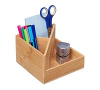 Relaxdays Organizador de escritorio hecho de bambú marrón claro