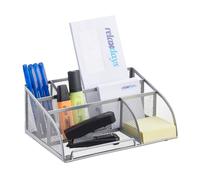 Relaxdays Organizador de escritorio metálico plata