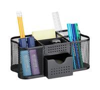 Relaxdays Organizador escritorio 7 compartimentos negro