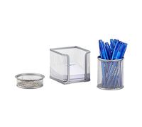 Relaxdays Organizador de Escritorio Set de 3, Metal, Plateado, 3 Piezas