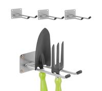 Relaxdays Organizador de Herramientas, Set de 4, Gancho Doble de Pared, 24 cm, Soporte Taller o Garaje, Acero, Plateado
