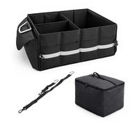 Relaxdays Organizador de Maletero Plegable con Bolsa térmica extraíble, Tapa, 30 x 60 x 40 cm, Negro