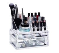 Relaxdays Organizador de maquillaje con 2 cajones transparente