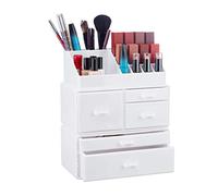 Relaxdays Organizador de maquillaje grande blanco
