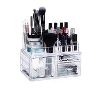 Relaxdays Organizador de maquillaje con 3 cajones transparente
