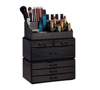 Relaxdays Organizador de Maquillaje con 6 Cajones, Acrílico, Negro, 29 x 23.5 x 14 cm