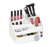 Relaxdays Organizador de maquillaje con cajón blanco,transparente,gris