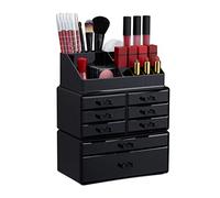 Relaxdays Organizador de maquillaje con cajones negro