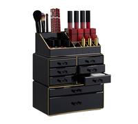 Relaxdays Organizador de maquillaje con cajones oro,negro