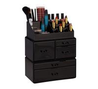 Relaxdays Organizador de maquillaje grande negro
