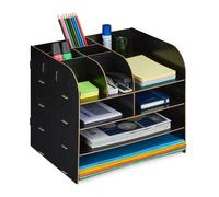 Relaxdays Organizador escritorio 10 compartimentos negro