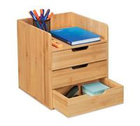 Relaxdays Organizador escritorio 3 cajones 1 balda marrón claro