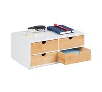 Relaxdays Organizador escritorio 4 cajones blanco,marrón claro