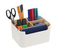Relaxdays Organizador escritorio 5 compartimentos blanco,marrón claro