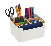 Relaxdays Organizador escritorio 5 compartimentos blanco,marrón claro