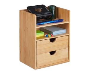 Relaxdays Organizador escritorio bambú 2 cajones marrón claro