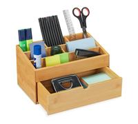 Relaxdays Organizador escritorio bambú 6 espacios marrón claro