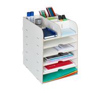 Relaxdays Organizador escritorio bandejas papeles blanco