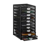 Relaxdays Organizador Escritorio con 10 Cajones para Documentos A4, Acero, Negro, 55 x 27,5 x 35,5 cm