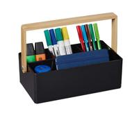Relaxdays Organizador escritorio con asa marrón claro,negro