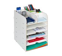 Relaxdays Organizador escritorio bandejas papeles blanco
