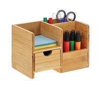 Relaxdays Organizador para escritorio de bambú marrón claro