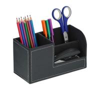 Relaxdays Organizador escritorio de piel sintética blanco,negro