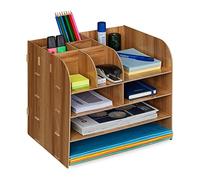 Relaxdays Organizador escritorio 10 compartimentos marrón
