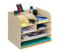 Relaxdays Organizador escritorio 10 compartimentos marrón claro