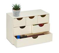 Relaxdays Organizador Escritorio Madera, 6 Cajones, para Objetos Pequeños, 28 x 40 x 20 cm, para Personalizar, Natural