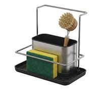 Relaxdays Organizador fregadero escurridor y soporte para esponja, 19x21x12 cm, acero inoxidable, plateado