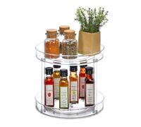 Relaxdays Organizador Giratorio 2 Niveles, Ø 27 cm, Estantería Rotatoria Nevera, Cosméticos y Especias, Transparente